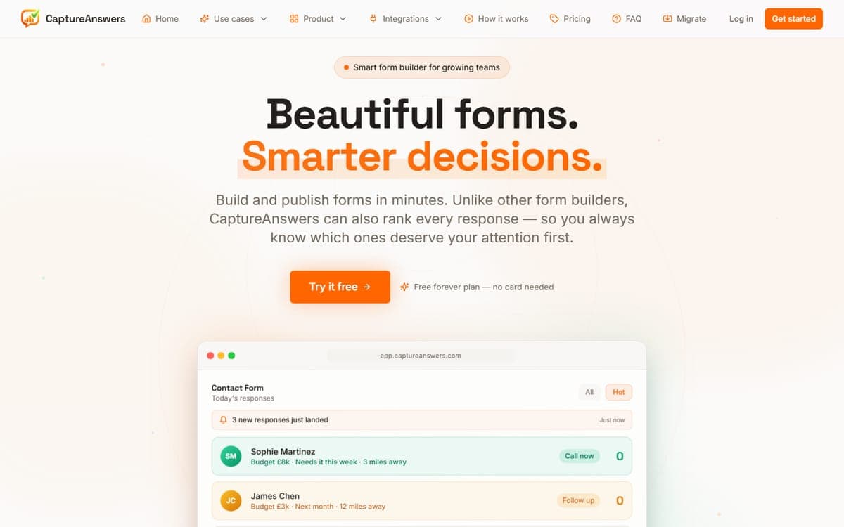 CaptureAnswers website