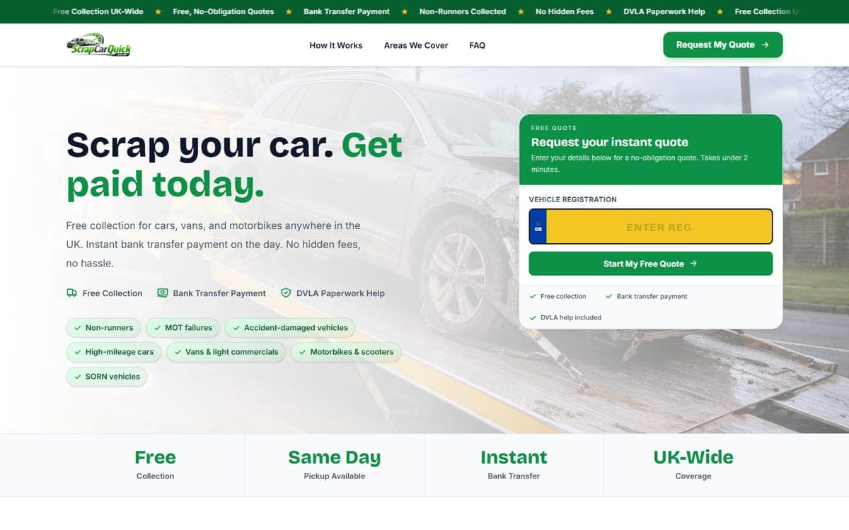 ScrapCarQuick website
