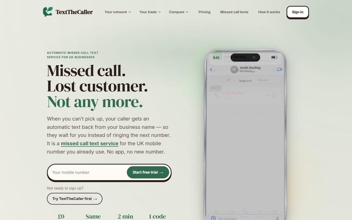 TextTheCaller website
